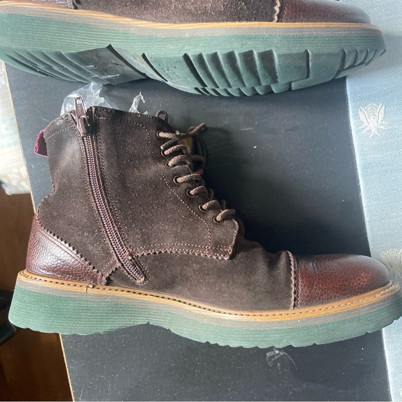 Pertini Spain Boots Men's 9.5, 40 EU Brown Suede Lace Up Leather Almond Toe~ - Picture 5 of 12